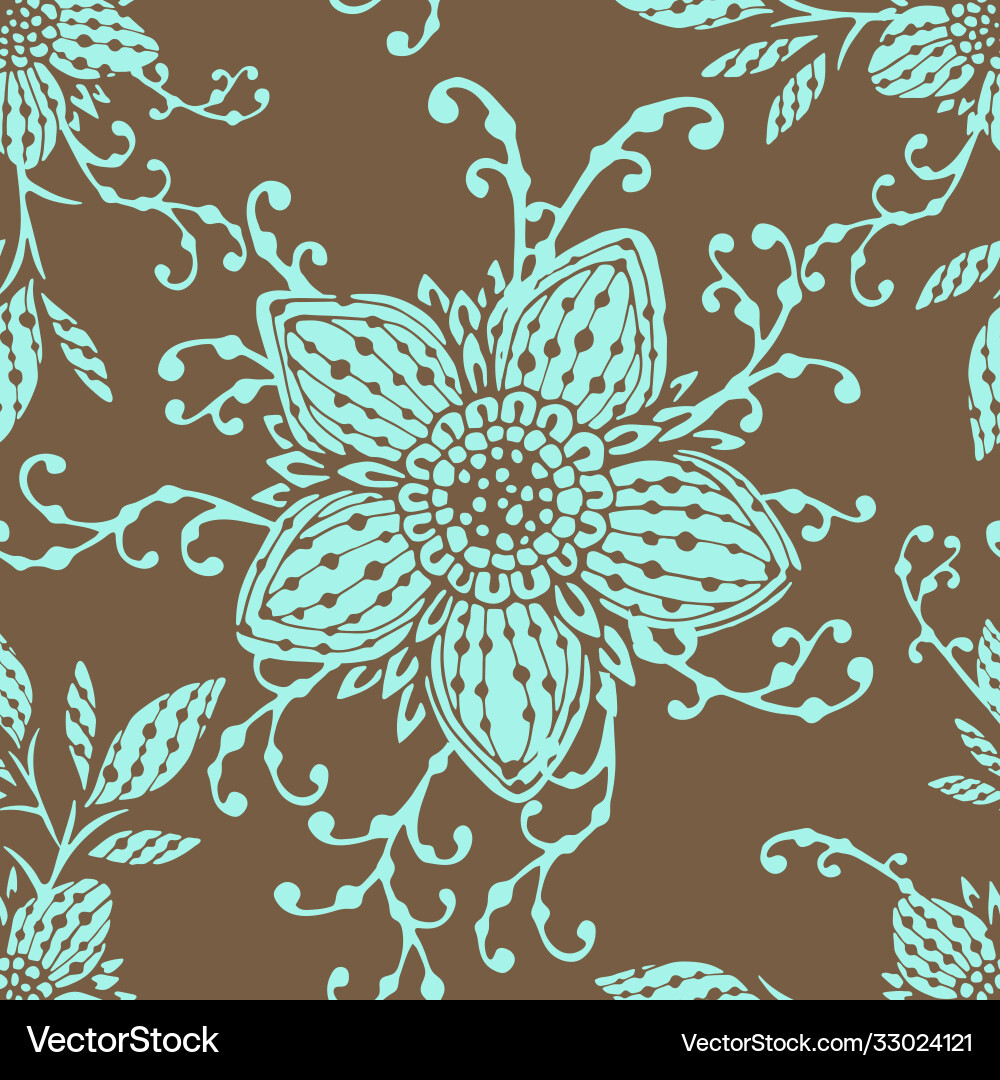 Seamless pattern with hand drawn flowers Vector Image