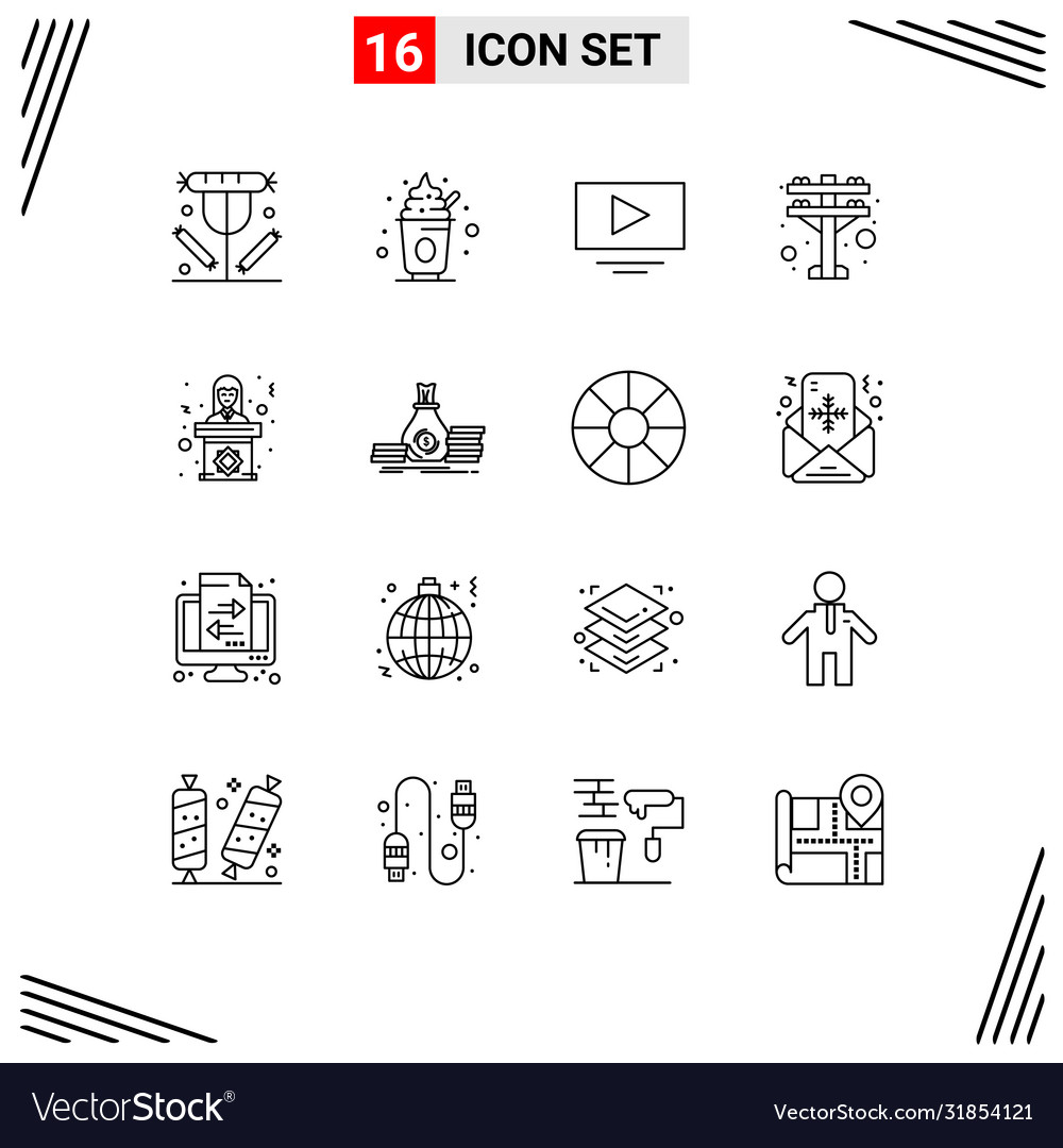 Set 16 outlines on grid for tribune politician