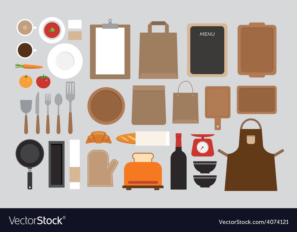 Set of mock up kitchen tool flat design