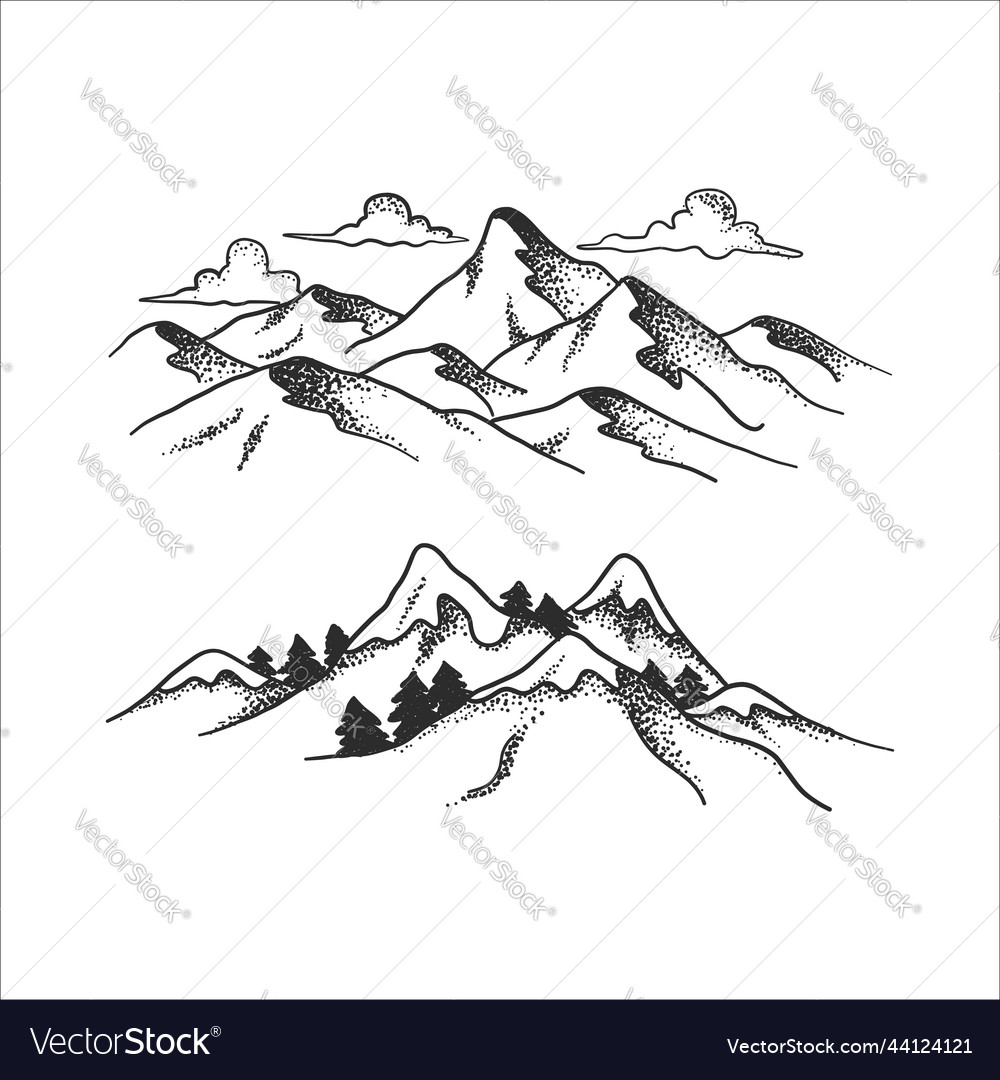 Set of rocky mountains Royalty Free Vector Image