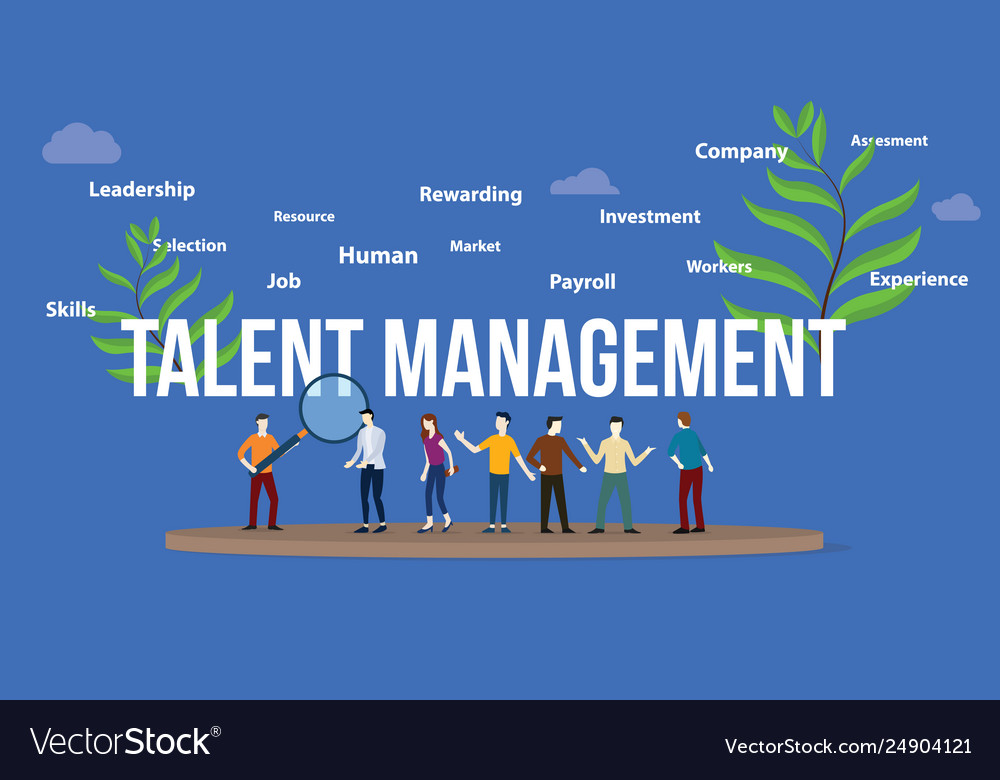 talent-management-concept-with-big-text-and-team-vector-image