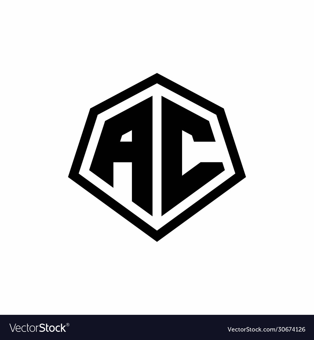 Ac monogram logo with hexagon shape and line