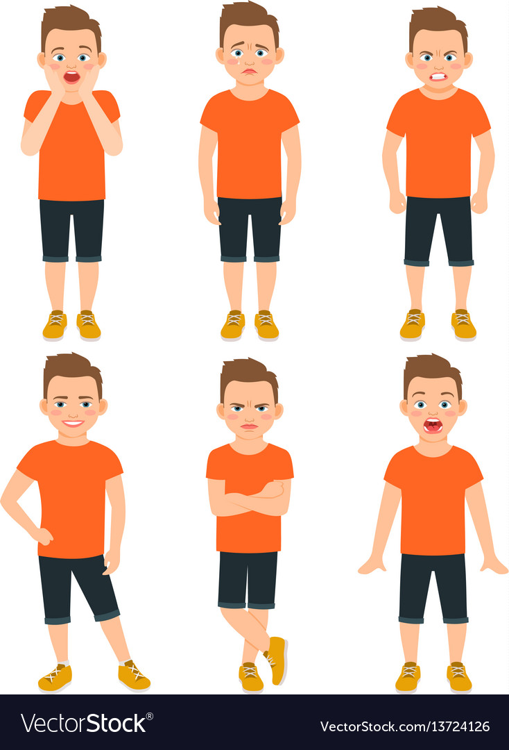 Boys different emotions Royalty Free Vector Image