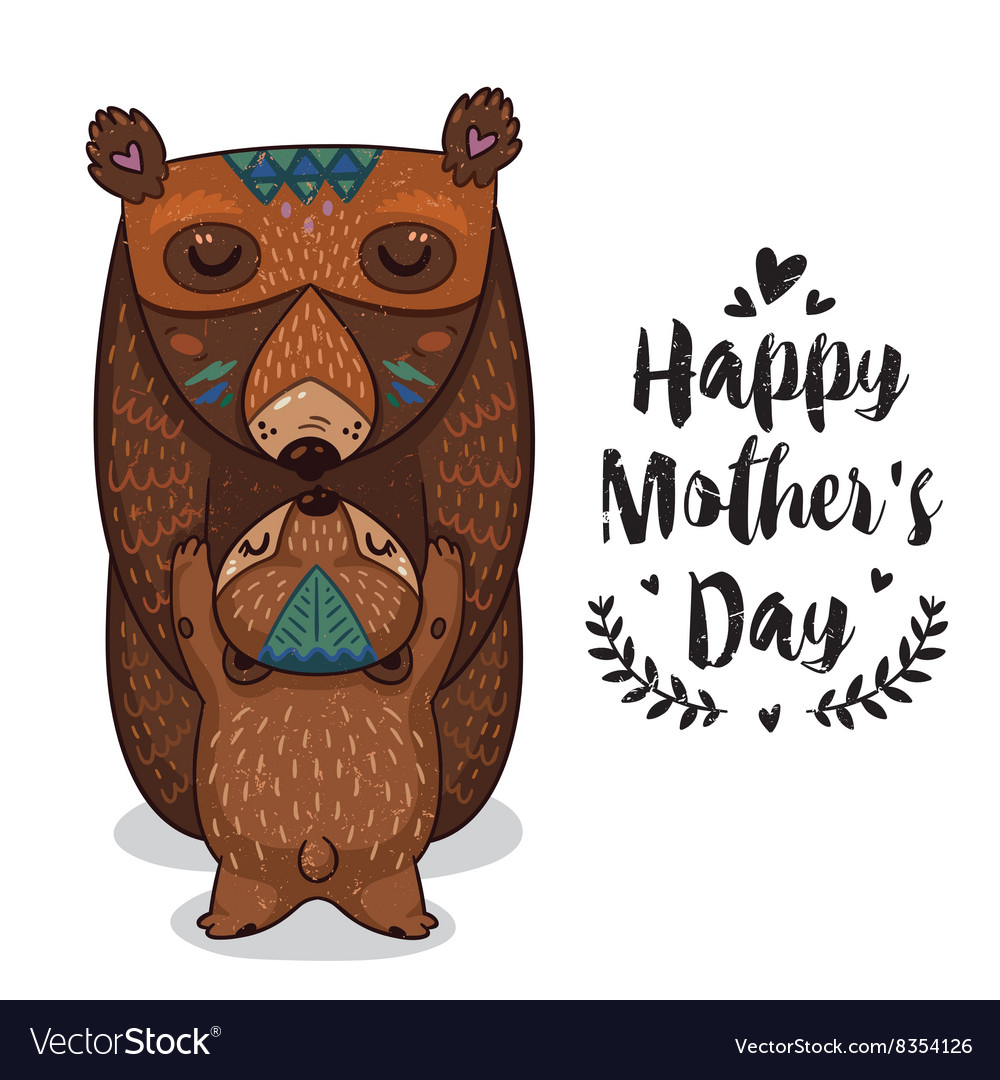 Card for mothers day with bears Royalty Free Vector Image