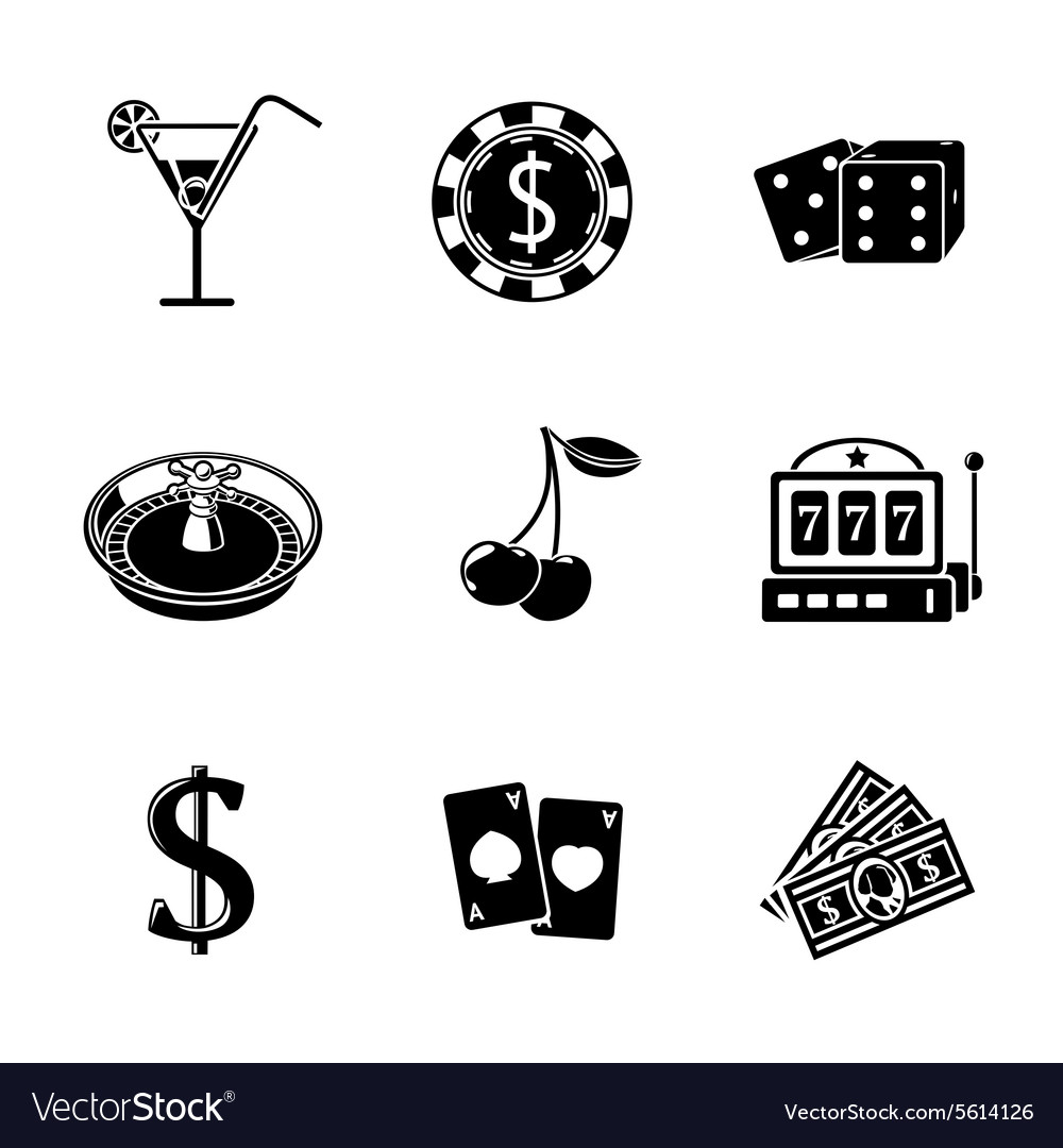 Casino gambling monochrome icons set with - dice