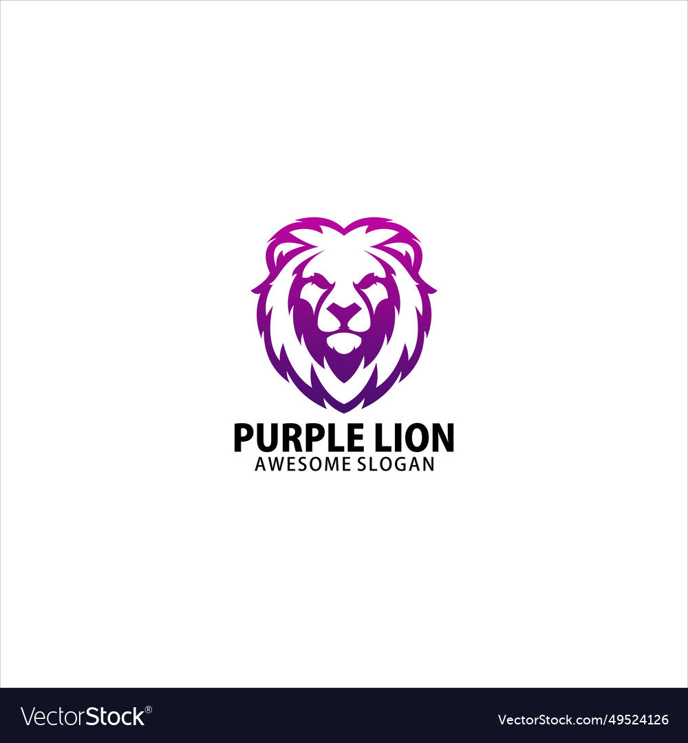 Purple lion logo design gradient line art Vector Image