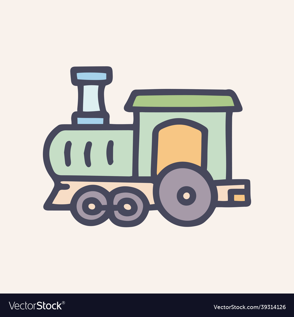 Toy locomotive color doodle simple icon