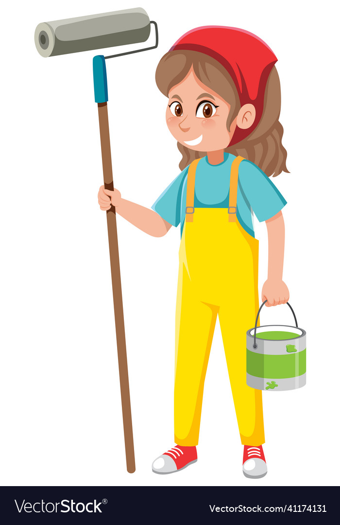 A female painter cartoon character on white Vector Image