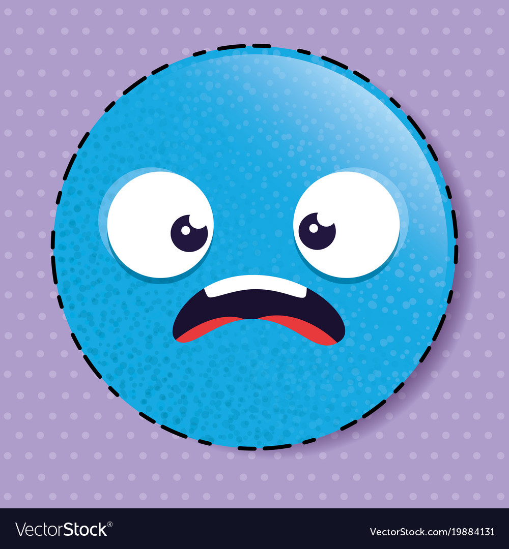 Blue scared emoji emoticon character Royalty Free Vector