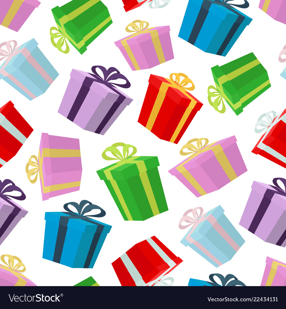 Cartoon seamless pattern of gifts in boxes