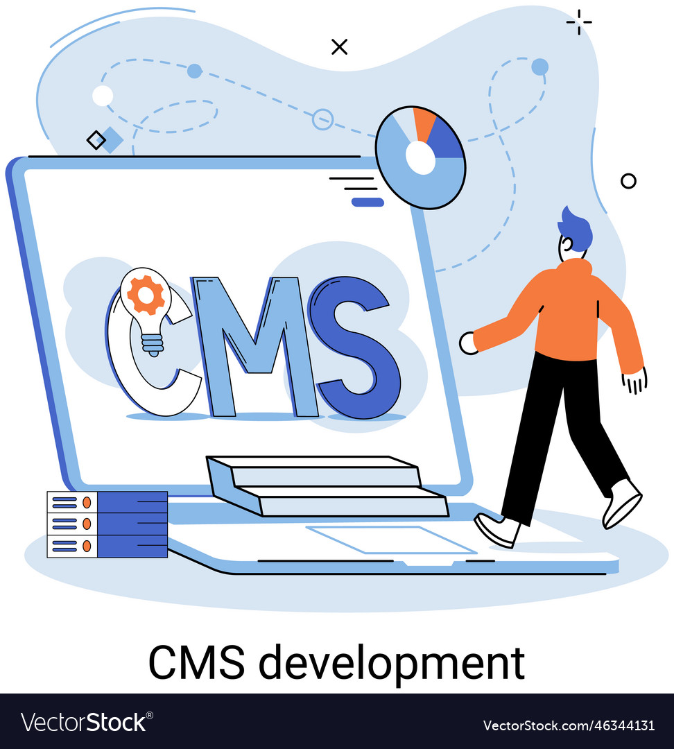 Concept of digital content management system cms vector image