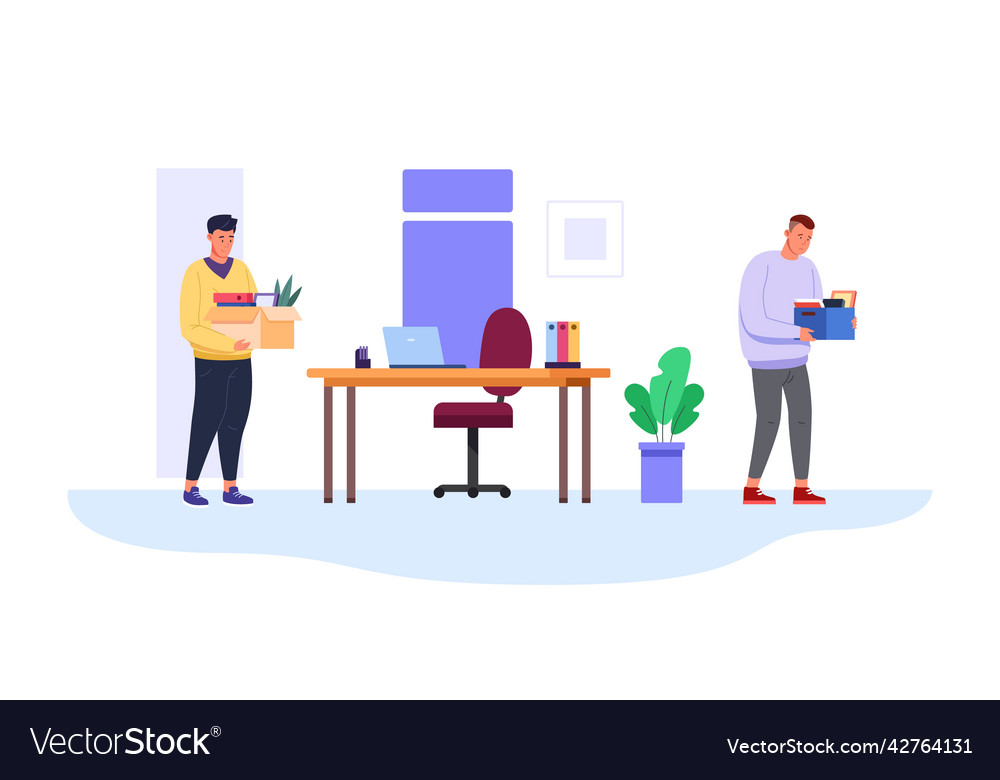 Employee turnover jobless man leaving office Vector Image