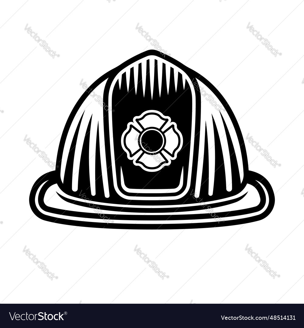 Firefighter helmet object in monochrome Royalty Free Vector