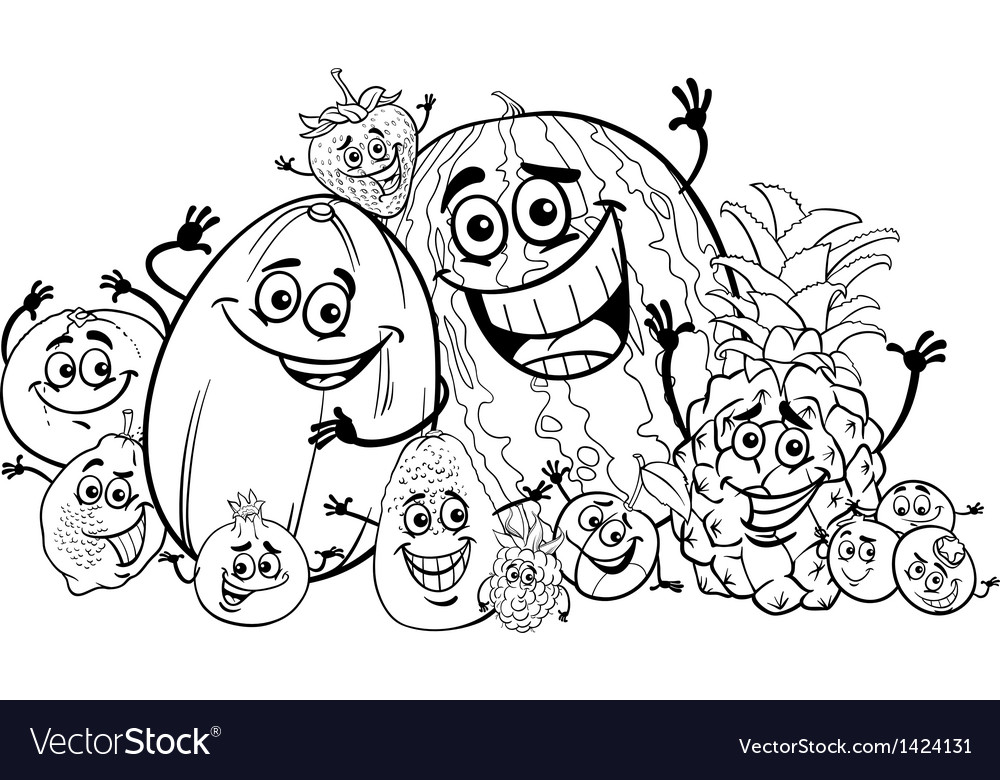 Premium Vector  Cute fruits character printable coloring page