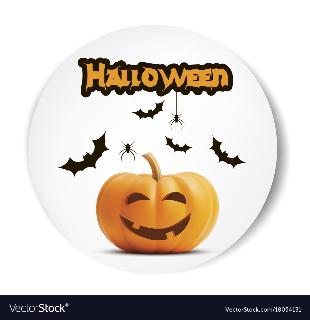 Happy halloween white sticker font pumpkin Vector Image