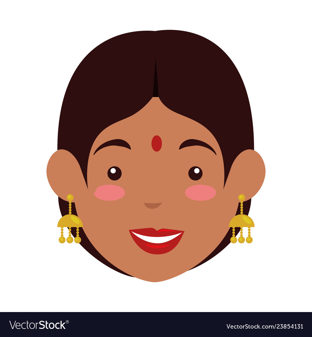 Hindu Woman Head Avatar Character Royalty Free Vector Image