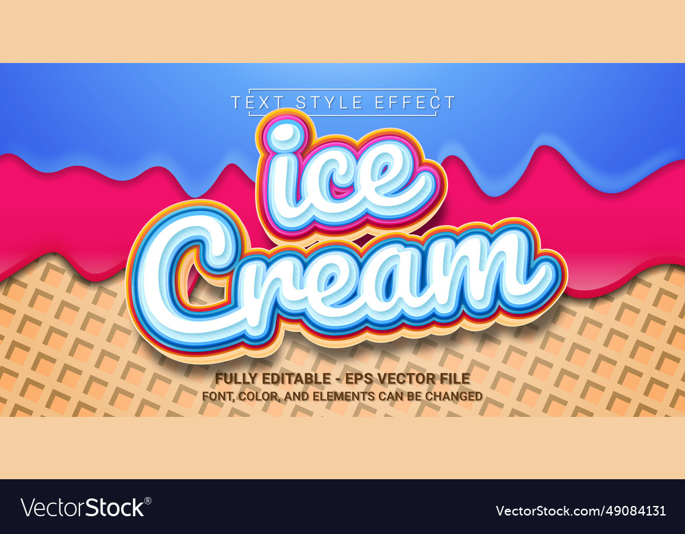 Ice Cream Text Stil Effekt editierbare Grafik