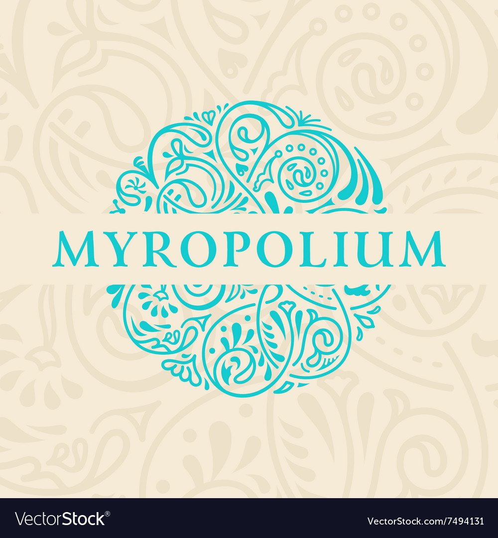 Round calligraphic emblem floral symbol