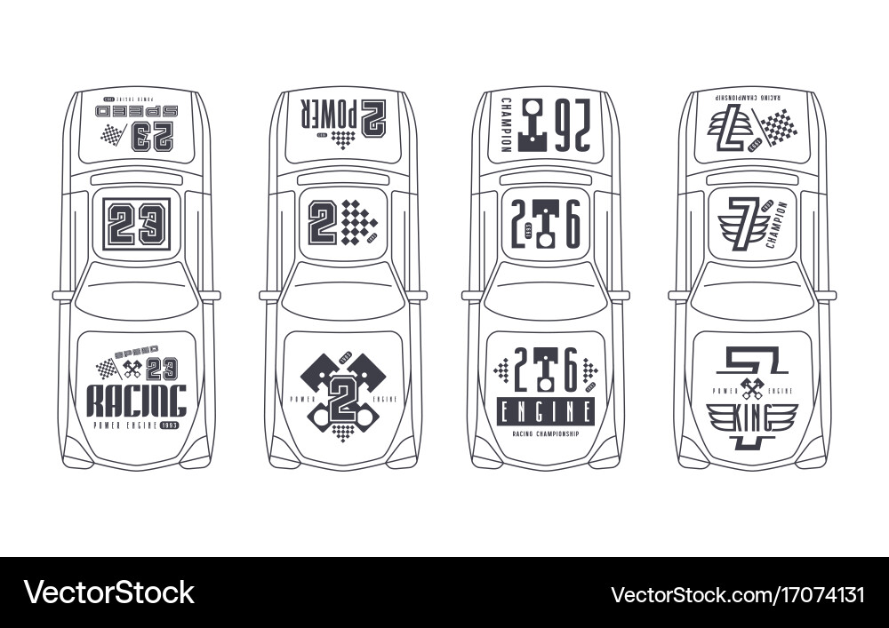 Vinyl stickers on race car Royalty Free Vector Image
