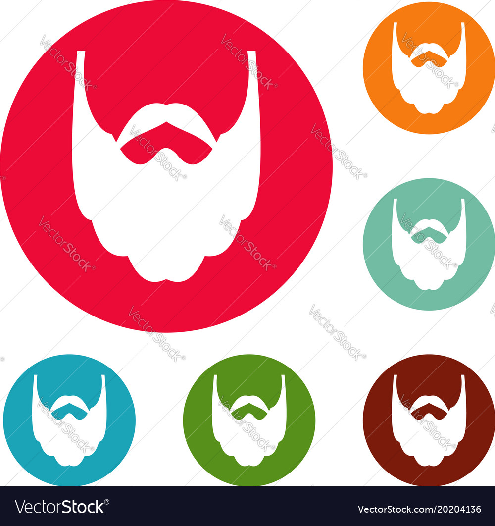 Long beard icons circle set Royalty Free Vector Image