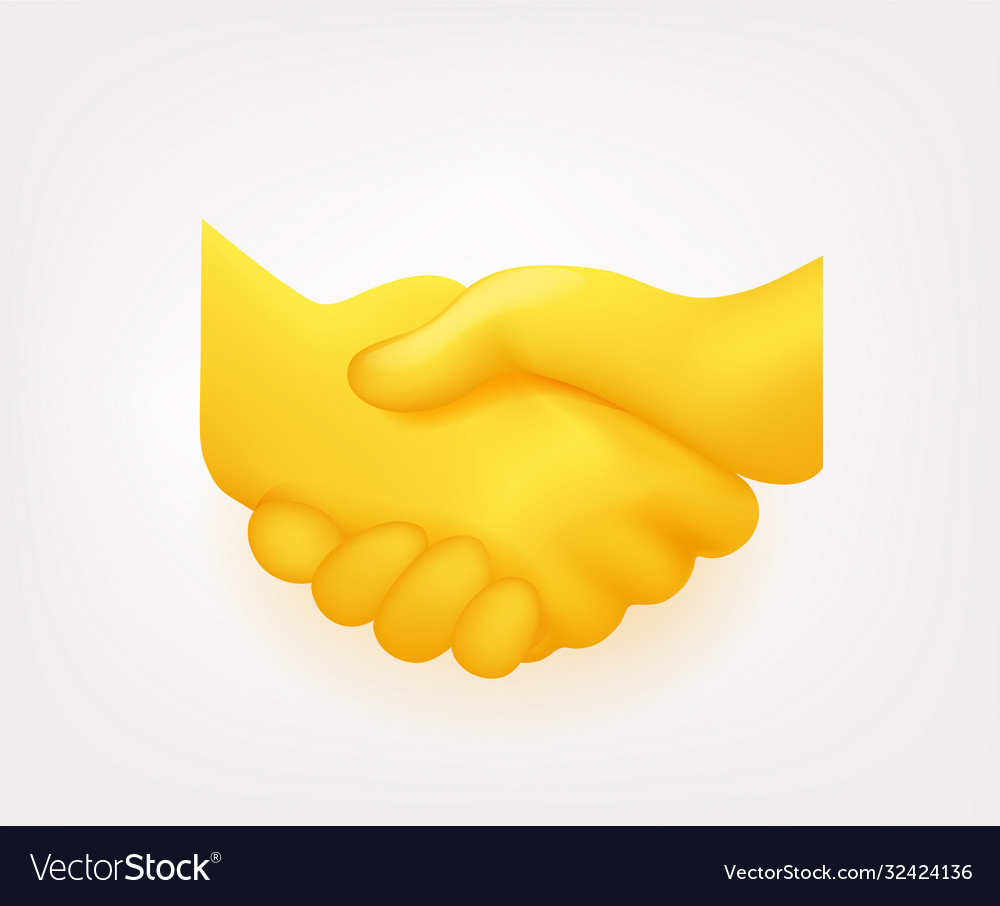 Men shaking hands emoji isolated on white Vector Image