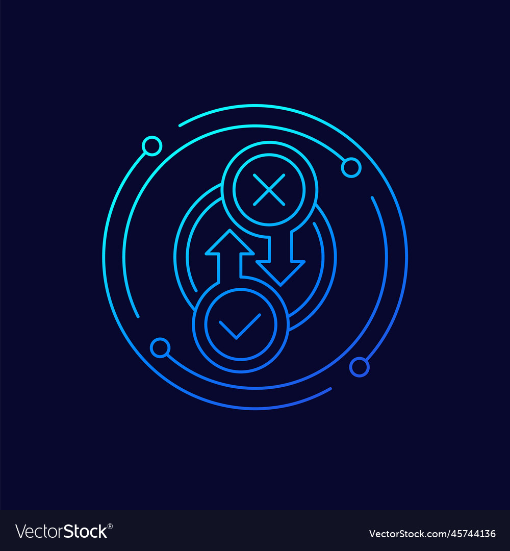 Prozesssymbol mit Prüfzeichen und Kreuz linear