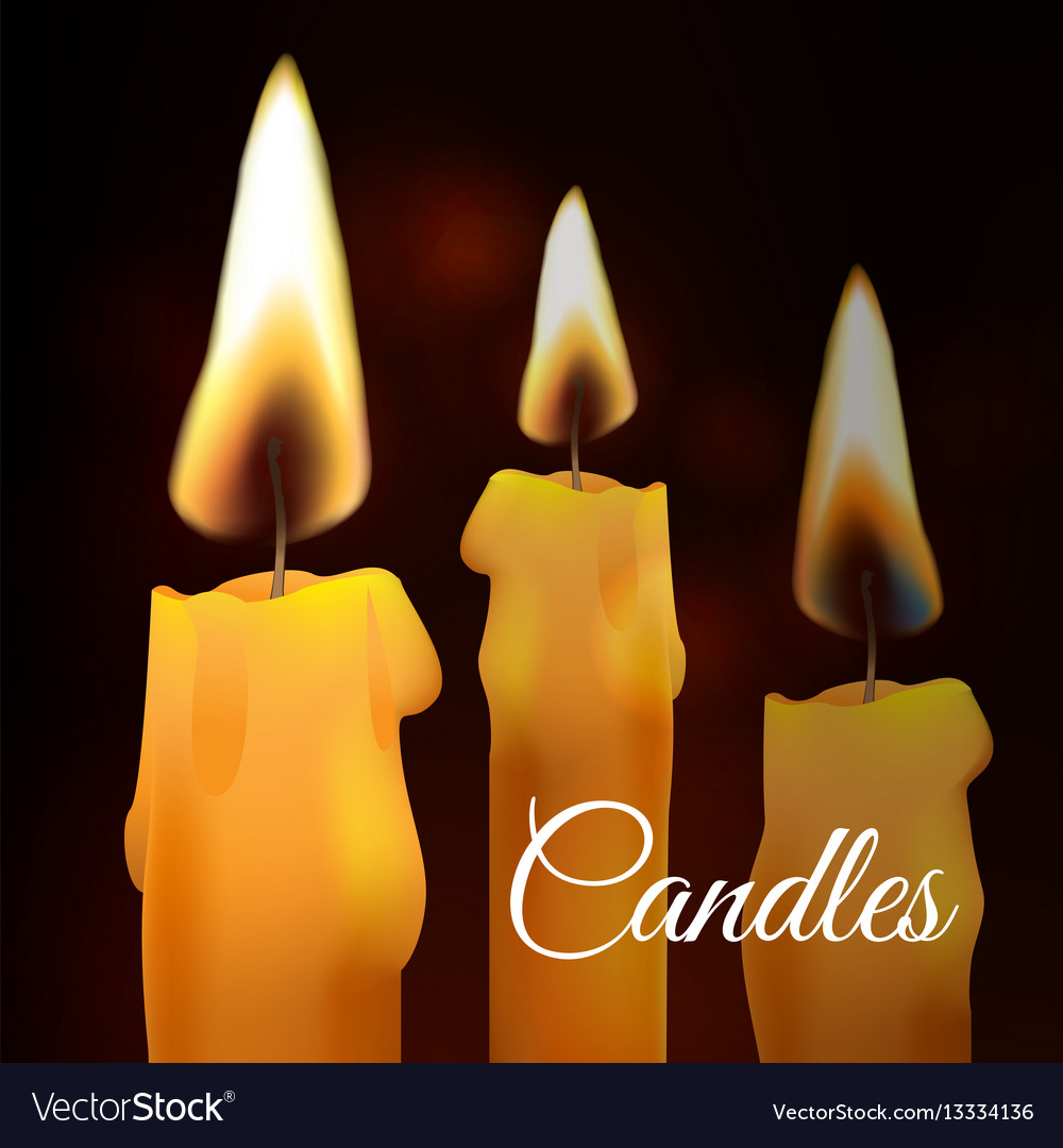 Realistic Flame Wax Church Candle Set Royalty Free Vector