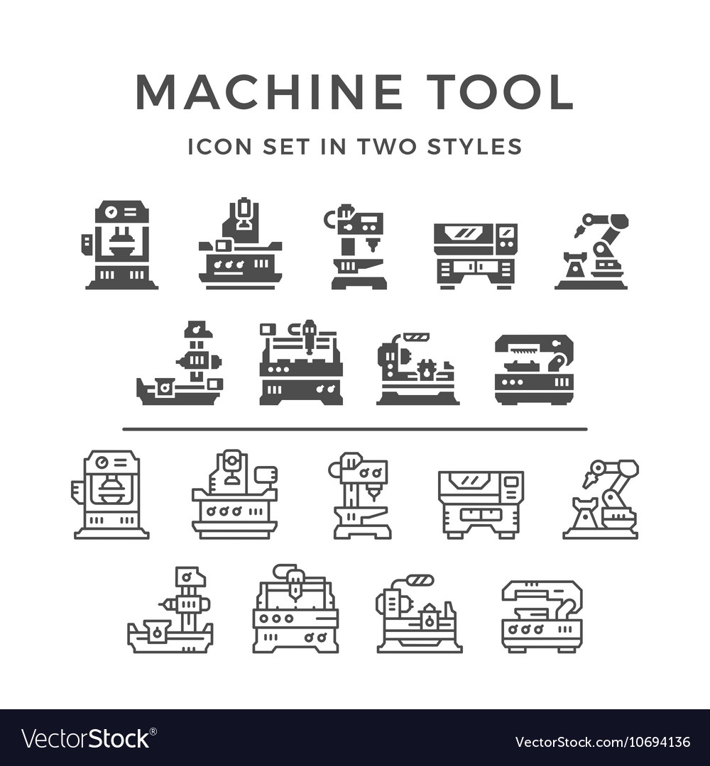 Set icons of machine tool Royalty Free Vector Image