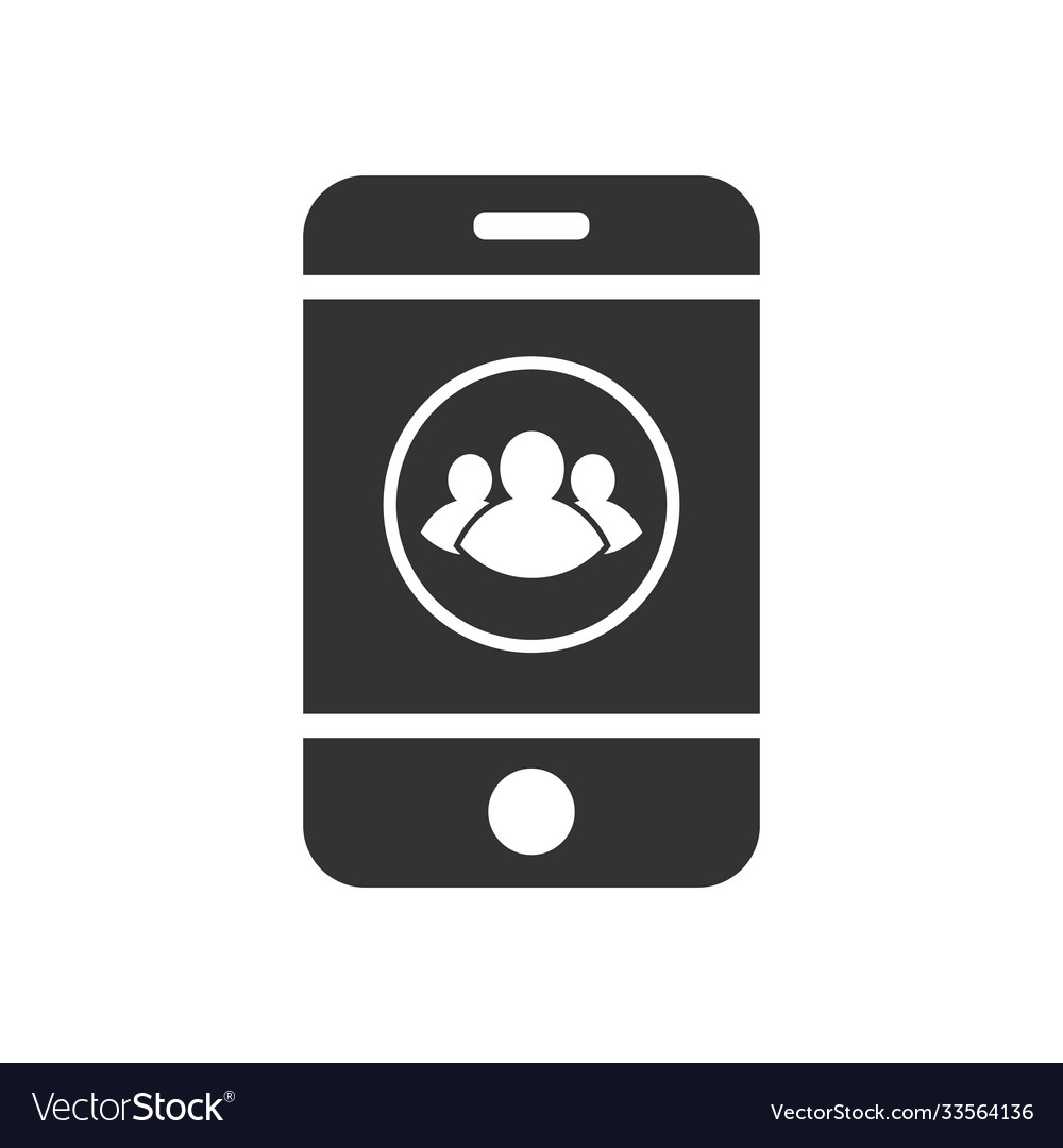 Smartphone with an icon a group people Royalty Free Vector