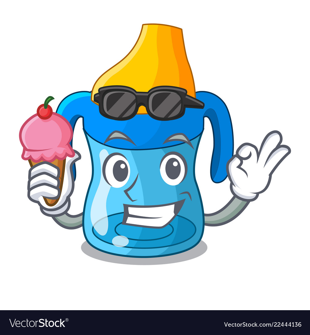 With ice cream cartoon drink training cup for baby With ice cream cartoon drink training cup for baby