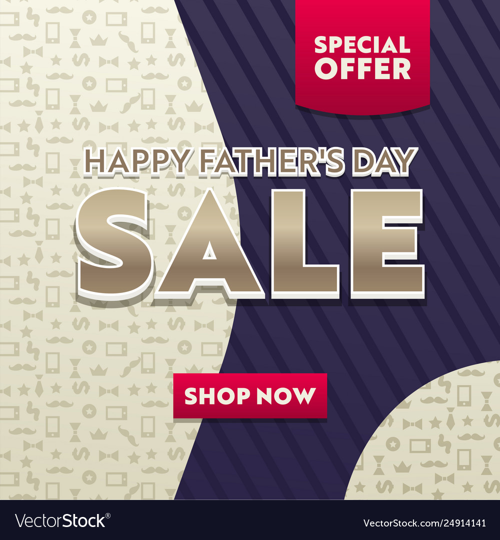 Happy fathers day sale promotional poster banner Vector Image