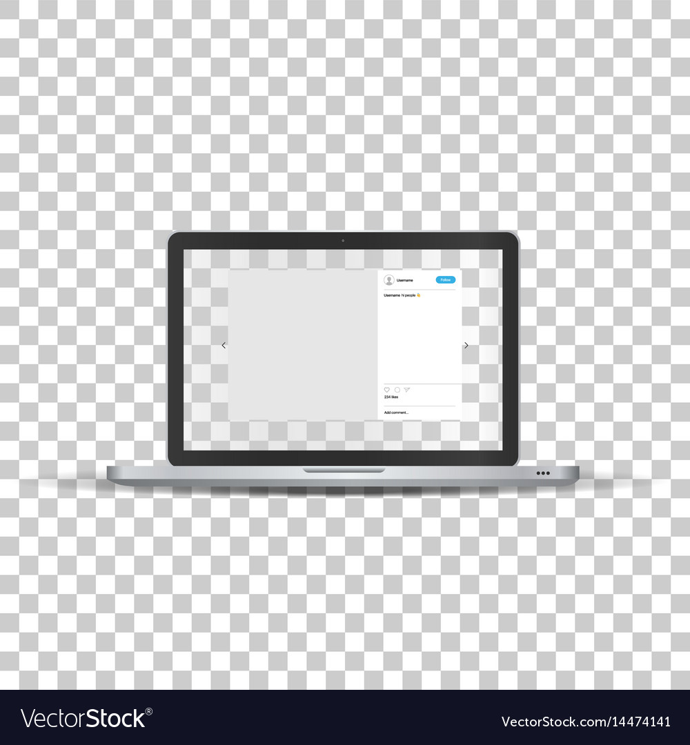 Laptop With Social Network Photo Frame Royalty Free Vector Laptop With Social Network Photo Frame Vector Image
