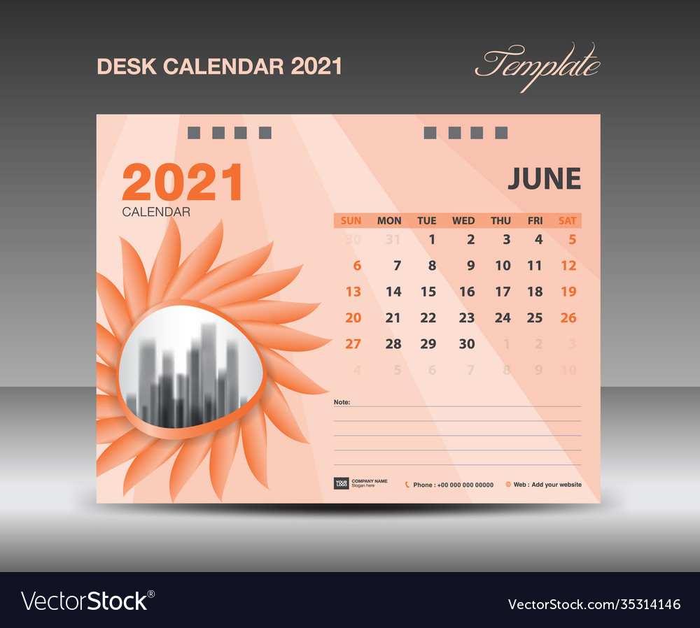 calendar 2021 design june month template vector image