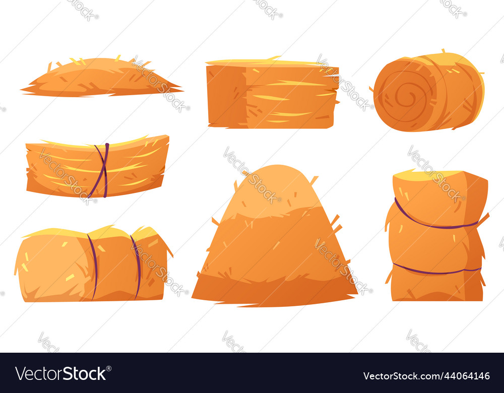 Cartoon haystacks of different shape and size Vector Image