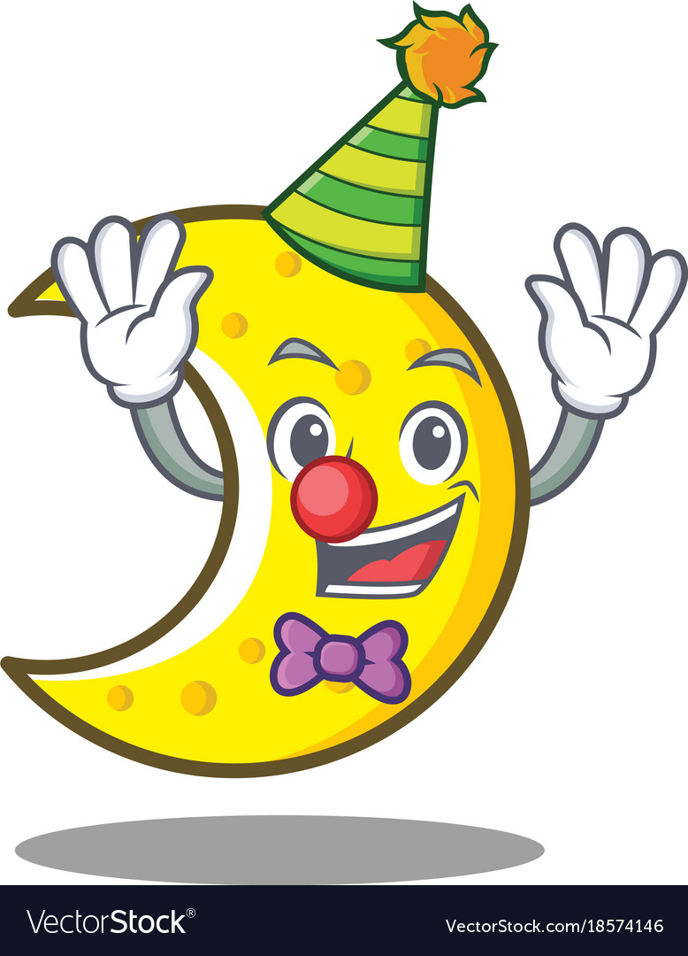 Clown crescent moon character cartoon