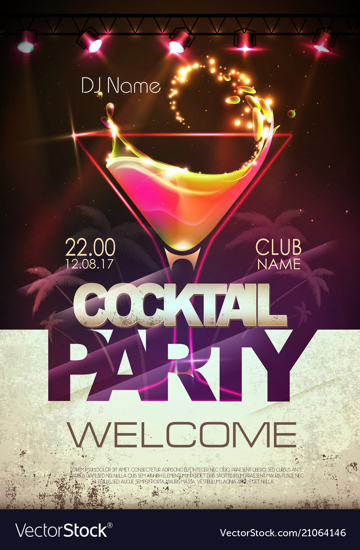 Disco background cocktail party poster Royalty Free Vector