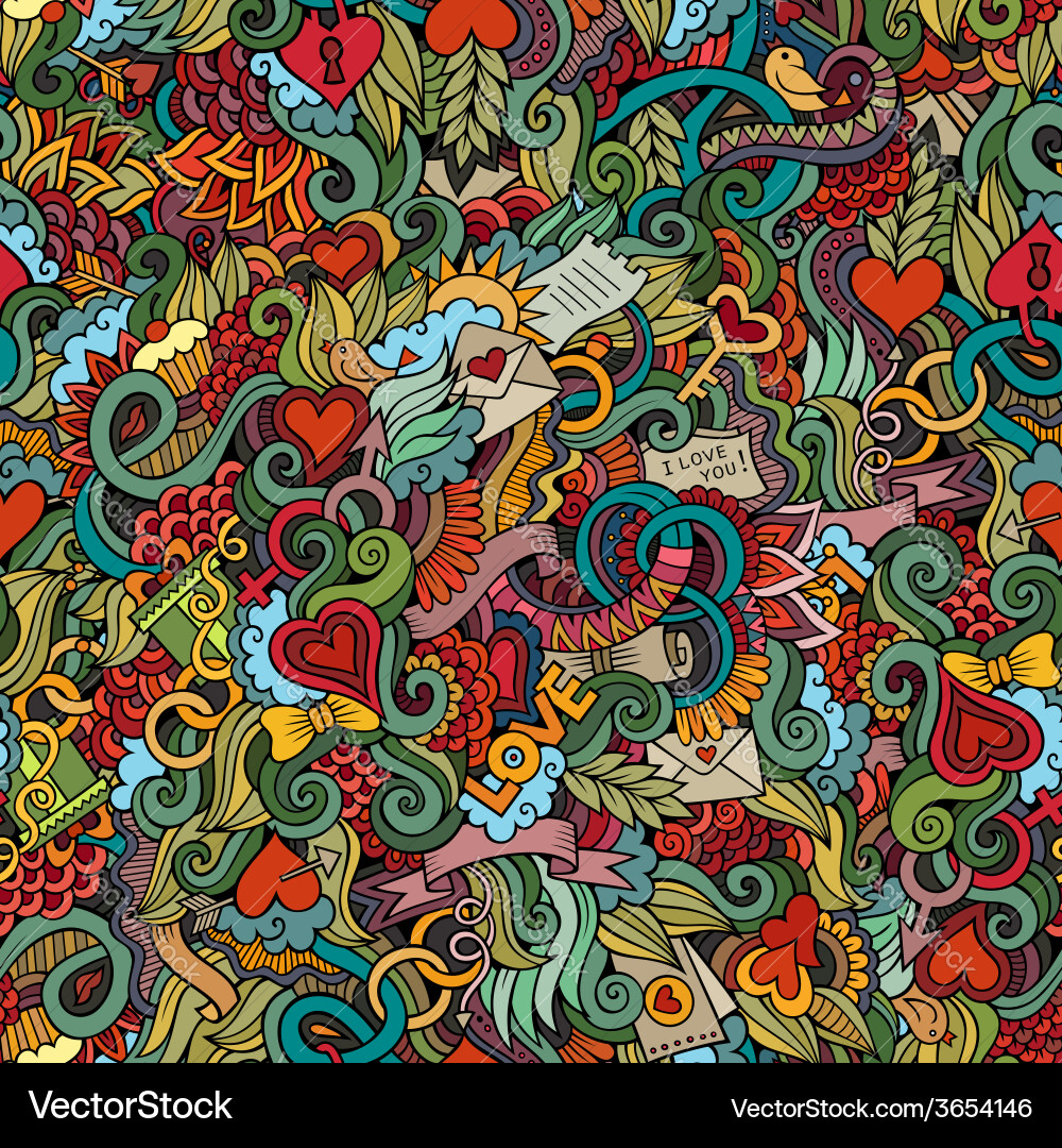 Doodles love seamless pattern Royalty Free Vector Image