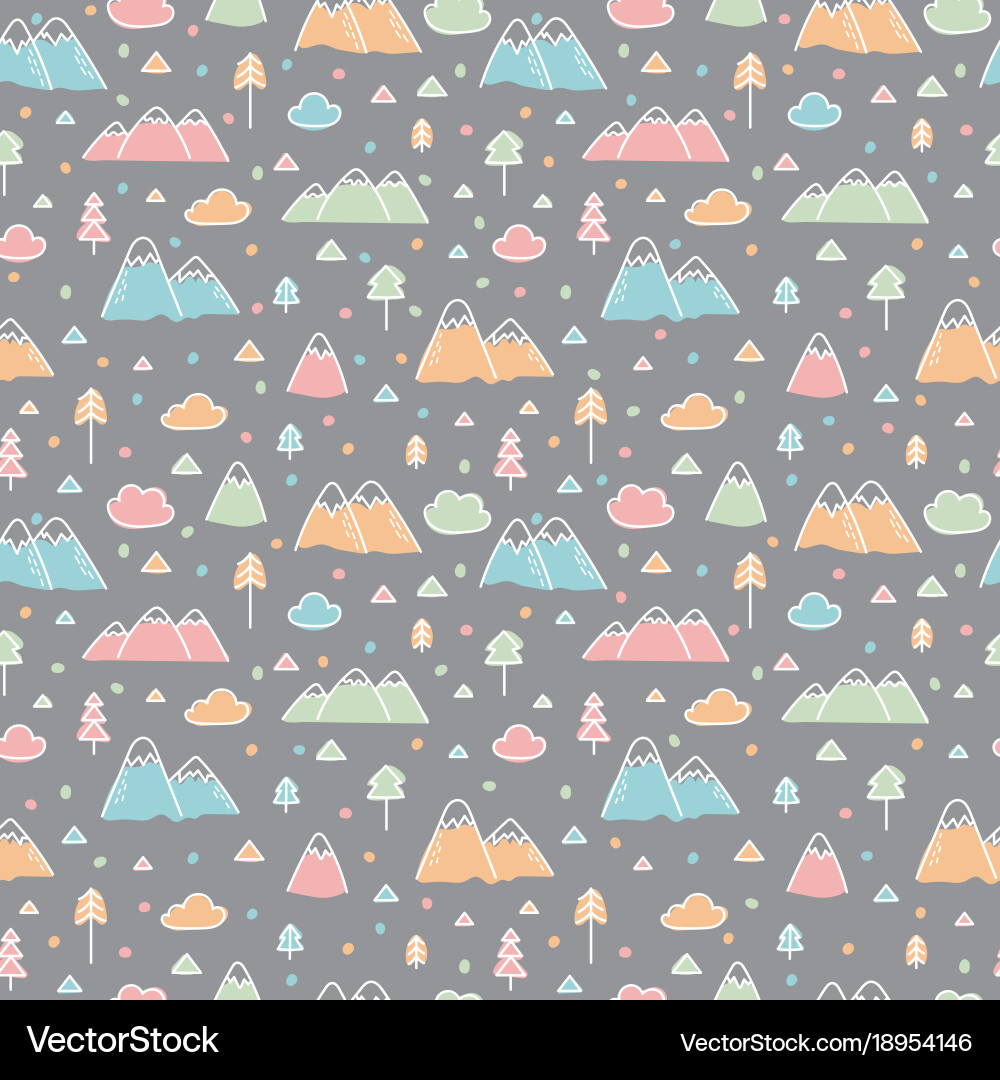 Hand drawn seamless pattern with trees Royalty Free Vector