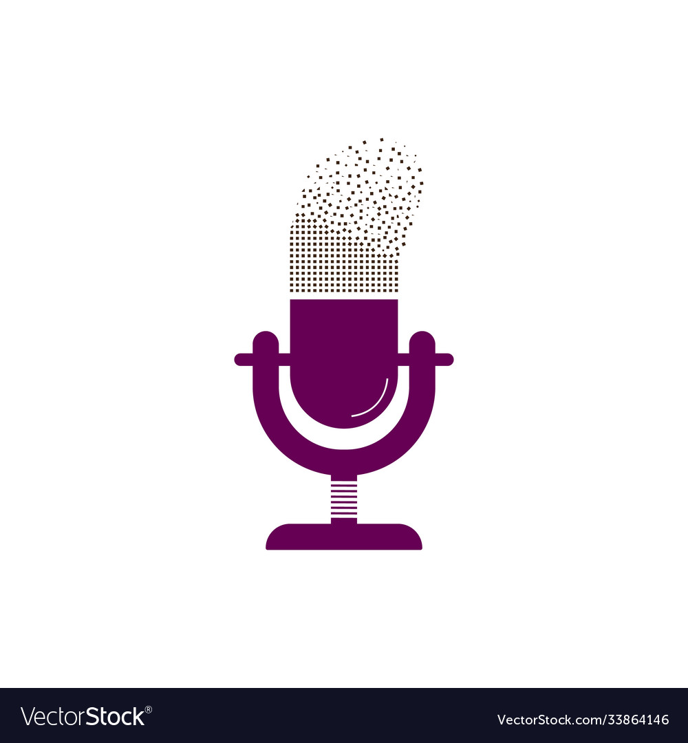 Microphone podcast pixels effect logo design