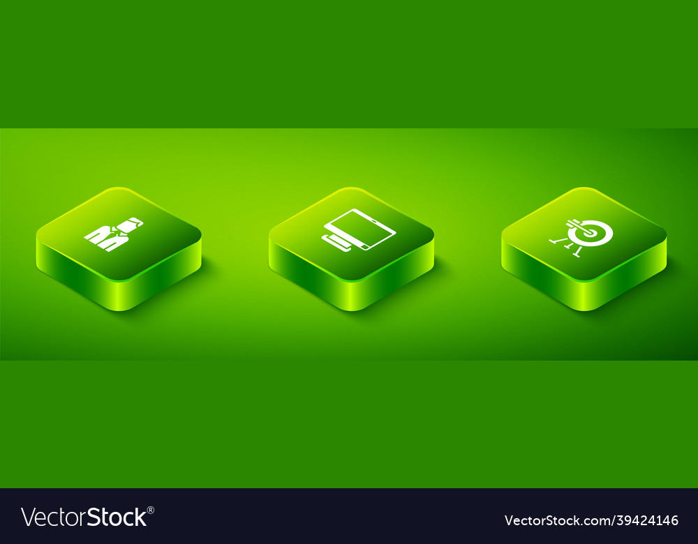Set isometric computer monitor target with arrow Vector Image