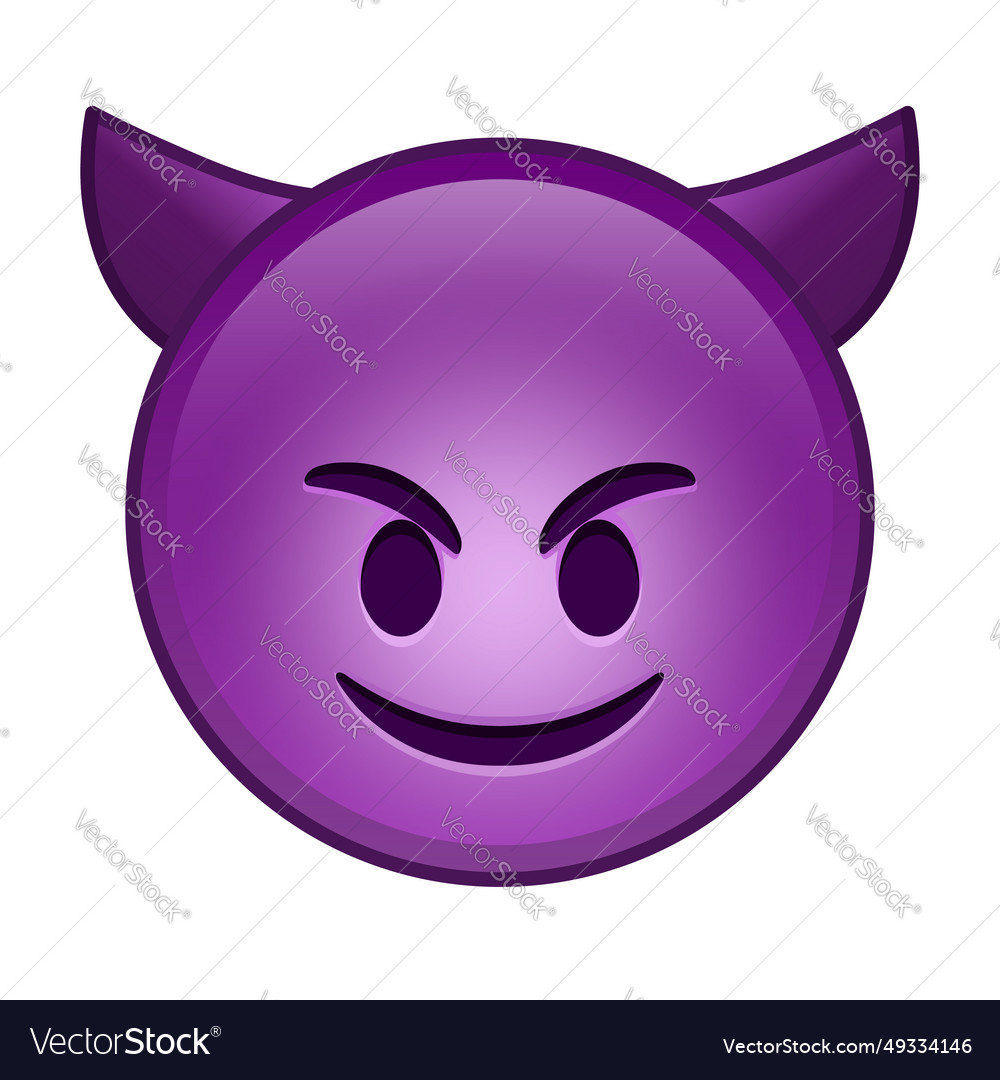 Smiling face with horns large size of yellow Vector Image