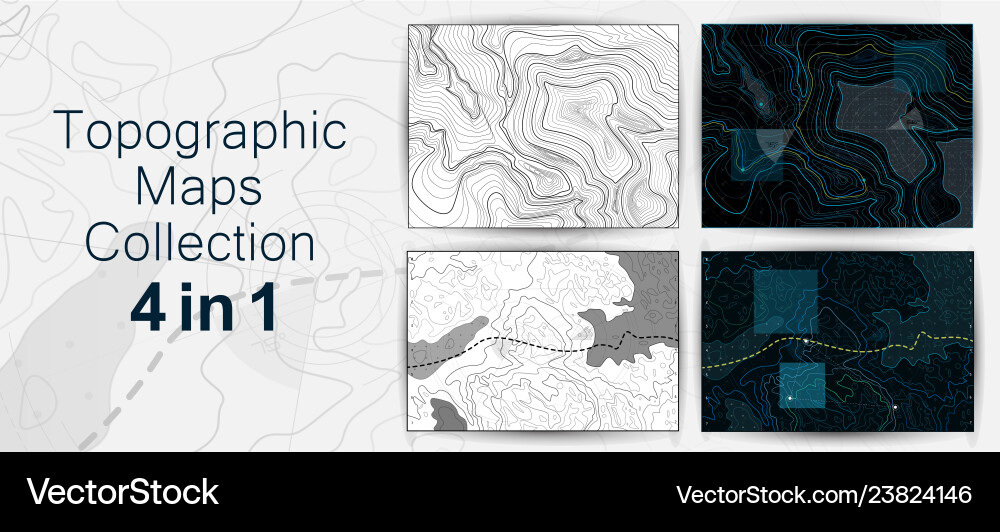 Topographic map contour background collection Vector Image