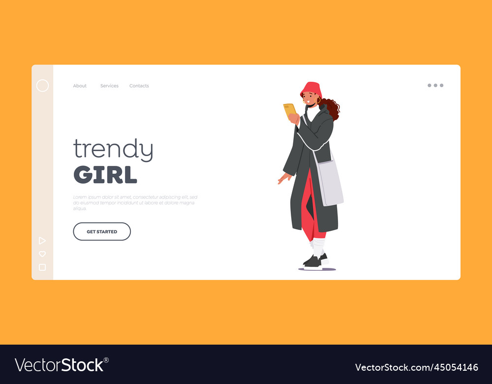 Trendy girl landing page template young female