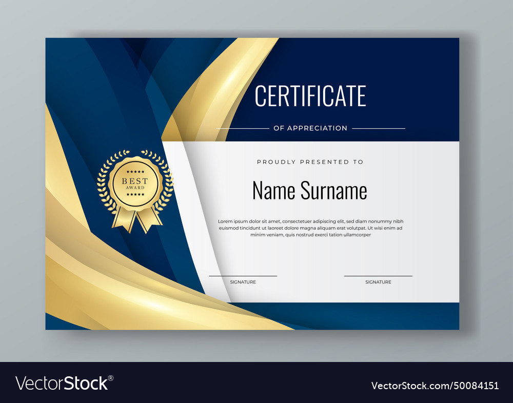 Blue and gold professional modern award Royalty Free Vector