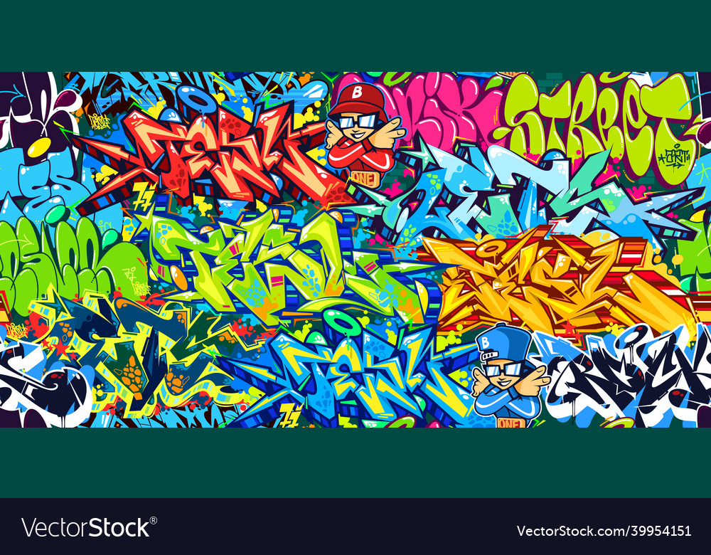 Colorful urban graffiti street art seamless vector image Colorful urban graffiti street art seamless
