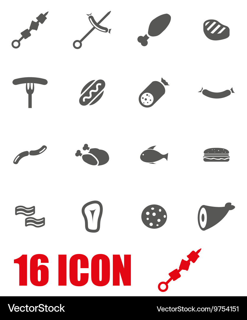 Grey meat icon set Royalty Free Vector Image - VectorStock