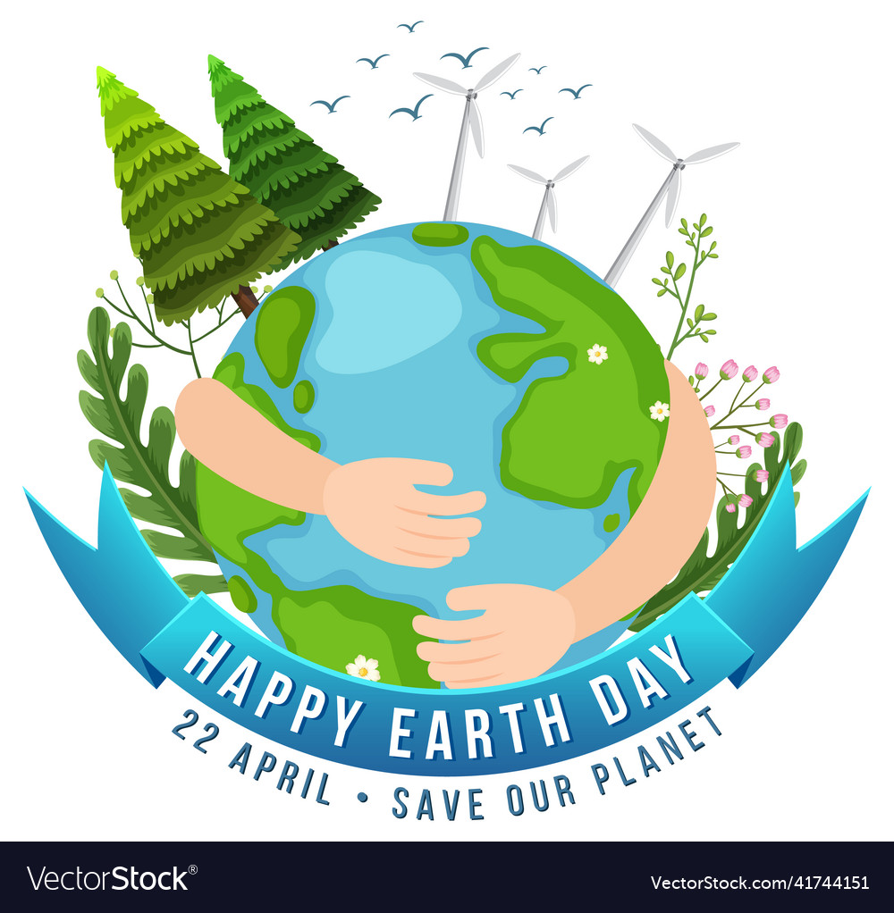 Happy earth day typography design with earth Vector Image