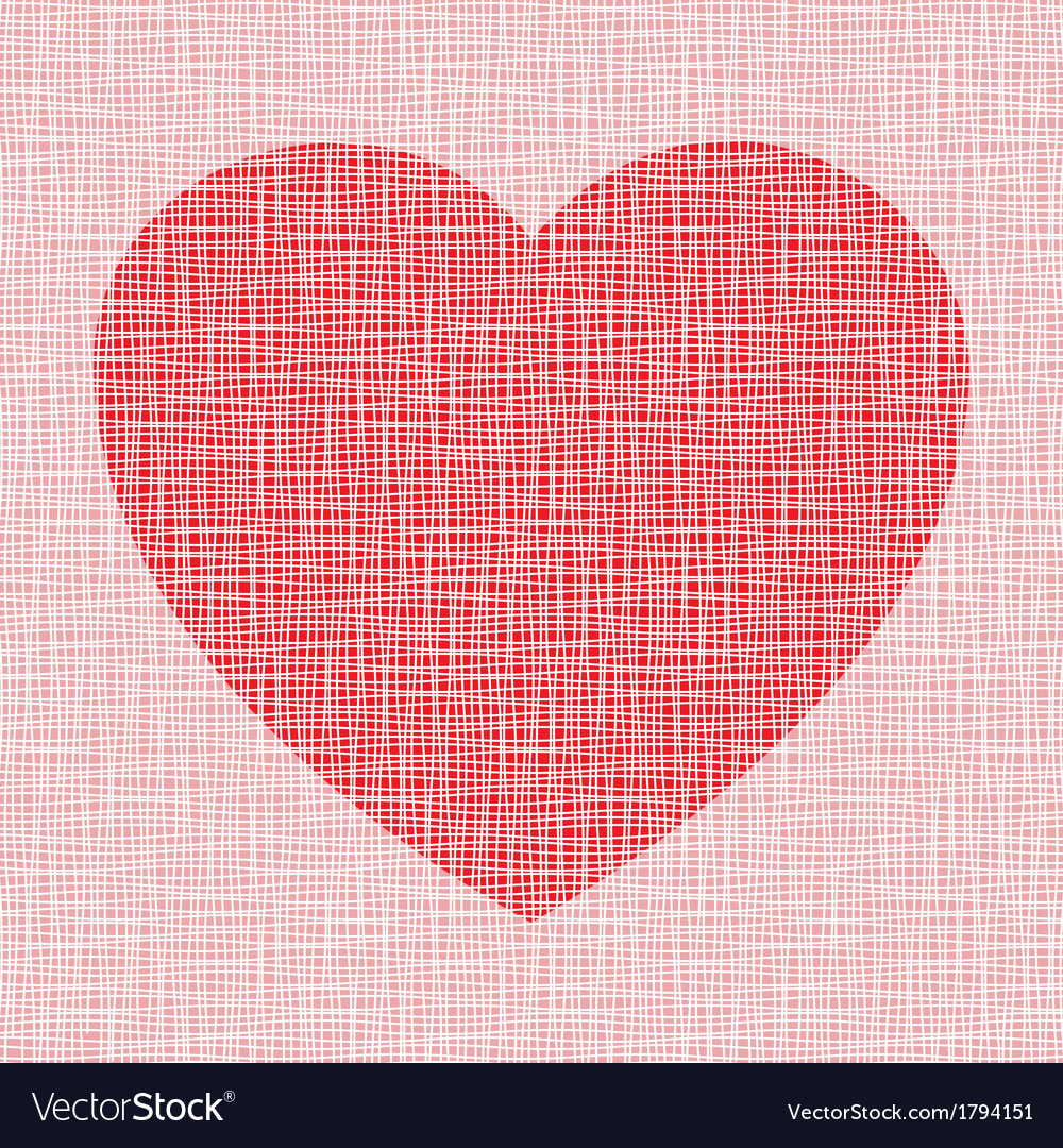 Red heart on canvas texture Royalty Free Vector Image