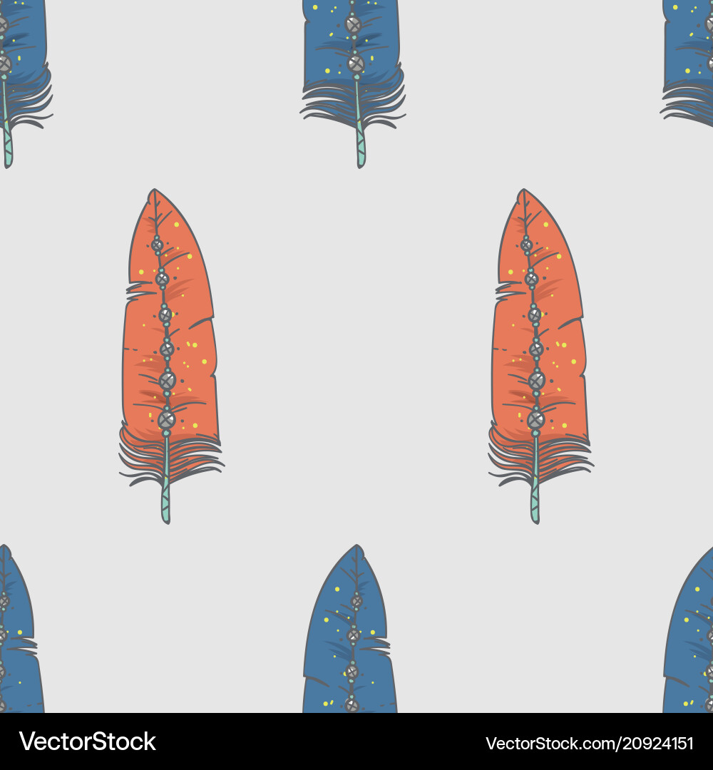 Seamless pattern with decorative feathers Vector Image