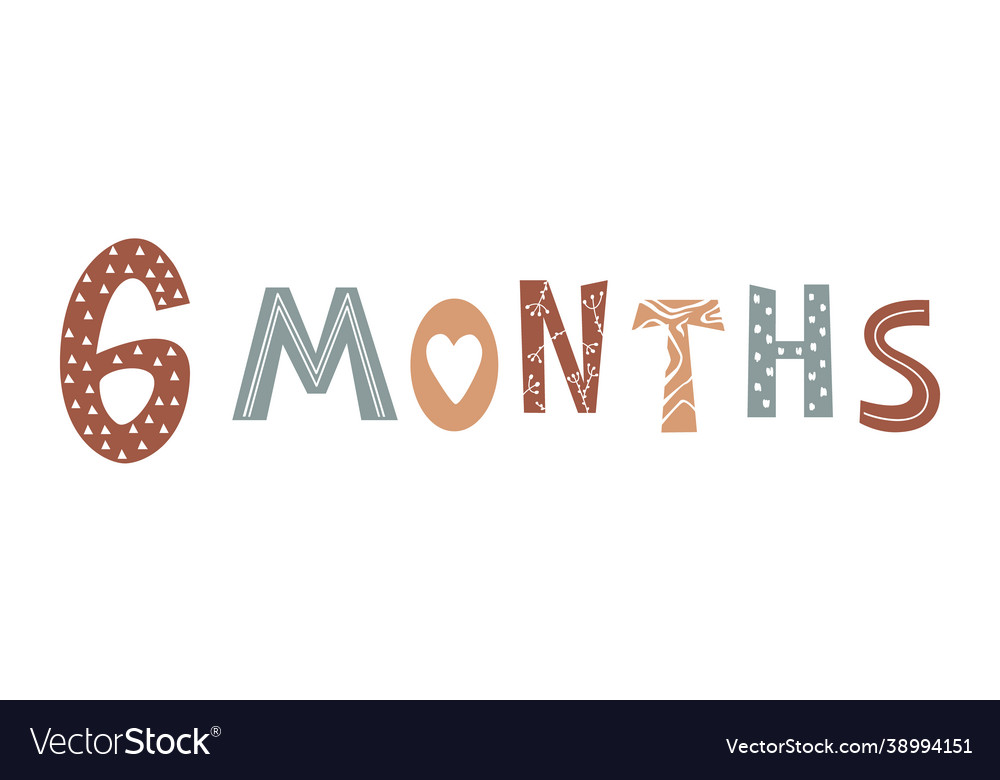 Six month baby lettering in scandinavian